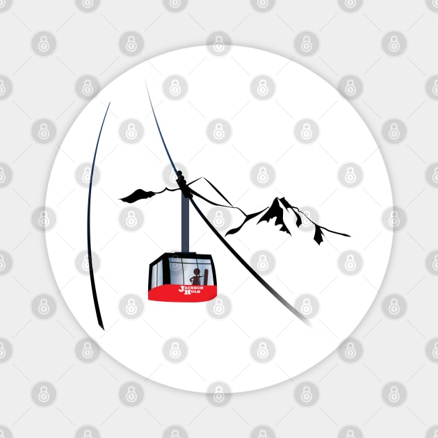 Jackson Hole cable car and skier Magnet by leewarddesign